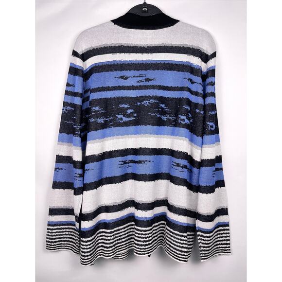 NWT Jones New York Blue and Black Striped Open Cardigan Sweater Size 2X - Picture 4 of 8